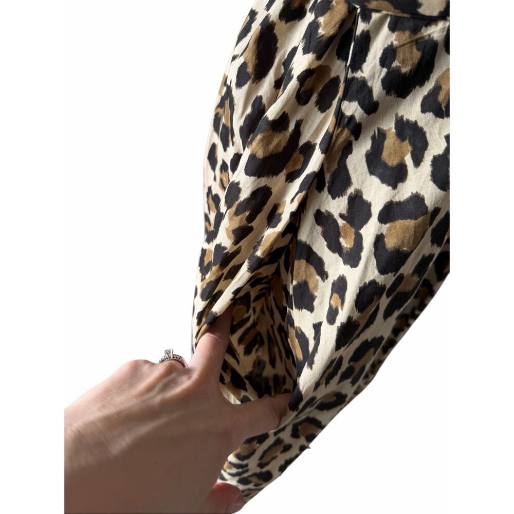 ZARA Midi Dress Leopard Print Belted Short Sleeve Large - Picture 9 of 12